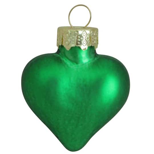 Whitehurst 56ct. 2&#x22; Matte Green Glass Heart Ornaments